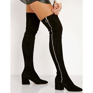 Dolce Vita Black Ankle Boots with Silver Zipper